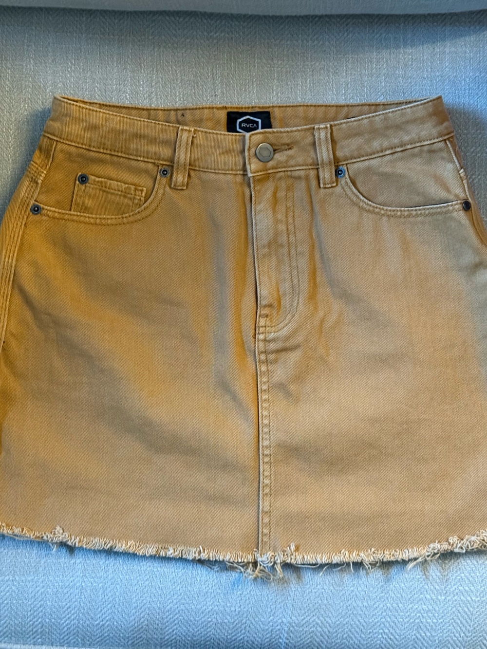 RVCA Cream Denim Mini Skirt